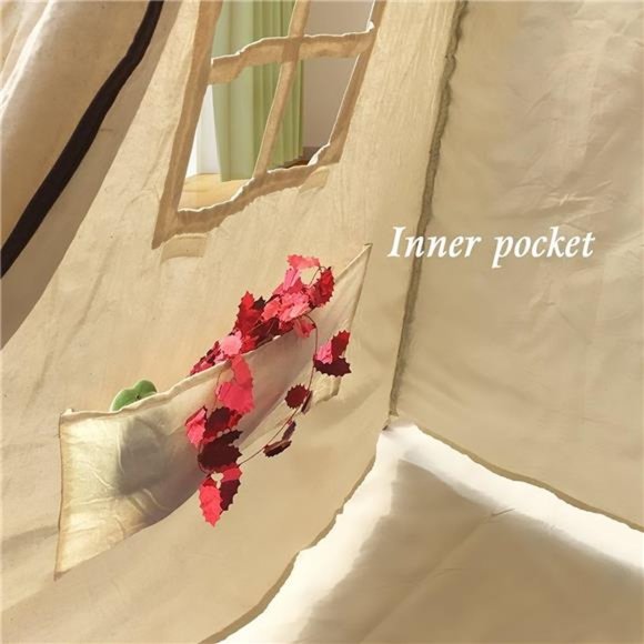 Natural Canvas Teepee Tent for Kids, Foldable Teepee Play Tent - Picture 3 of 6